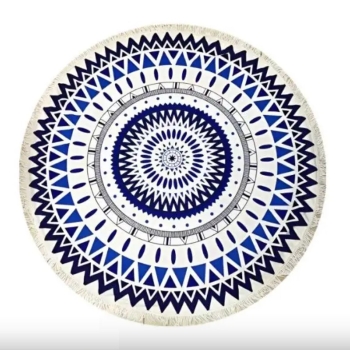 Okrągły ręcznik plażowy, miękki materiał, 150 cm, Mandala - CUBALINKA